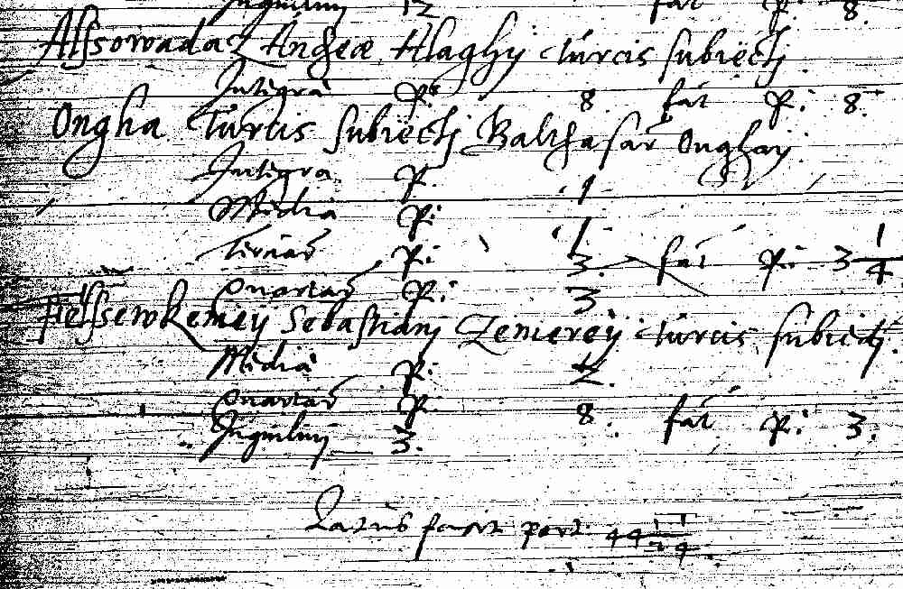 A töröknek adót fizető Onga az 1578-as dica-jegyzékben